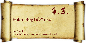 Huba Boglárka névjegykártya